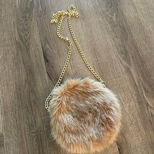 Pink furry crossbody purse